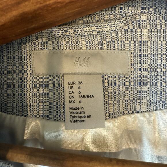 H&M Womens Textured Coastal Blazer Jacket Size 6 Office Corpcore Career Preppy - Picture 7 of 11